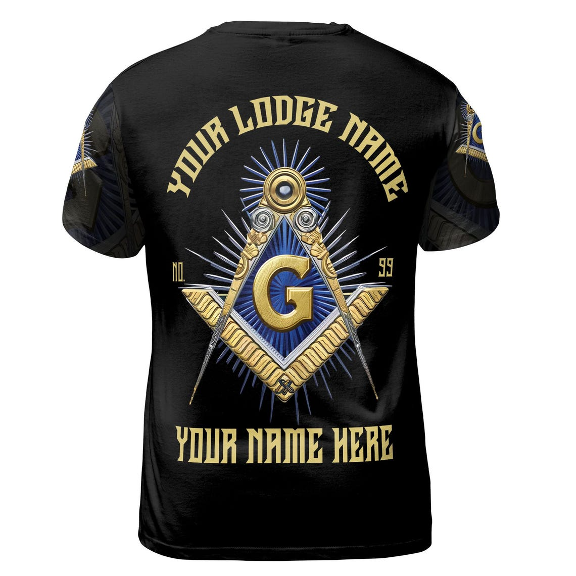 Personalized Freemasonry Master Mason Golden Men's 3D T-shirt S-5XL