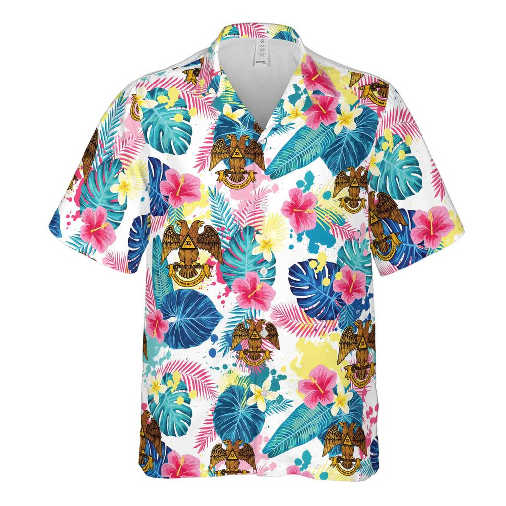 Customized Rite of Scottish 32 Colorful Palm Leaf Hawaiian Shirts (S-5XL)