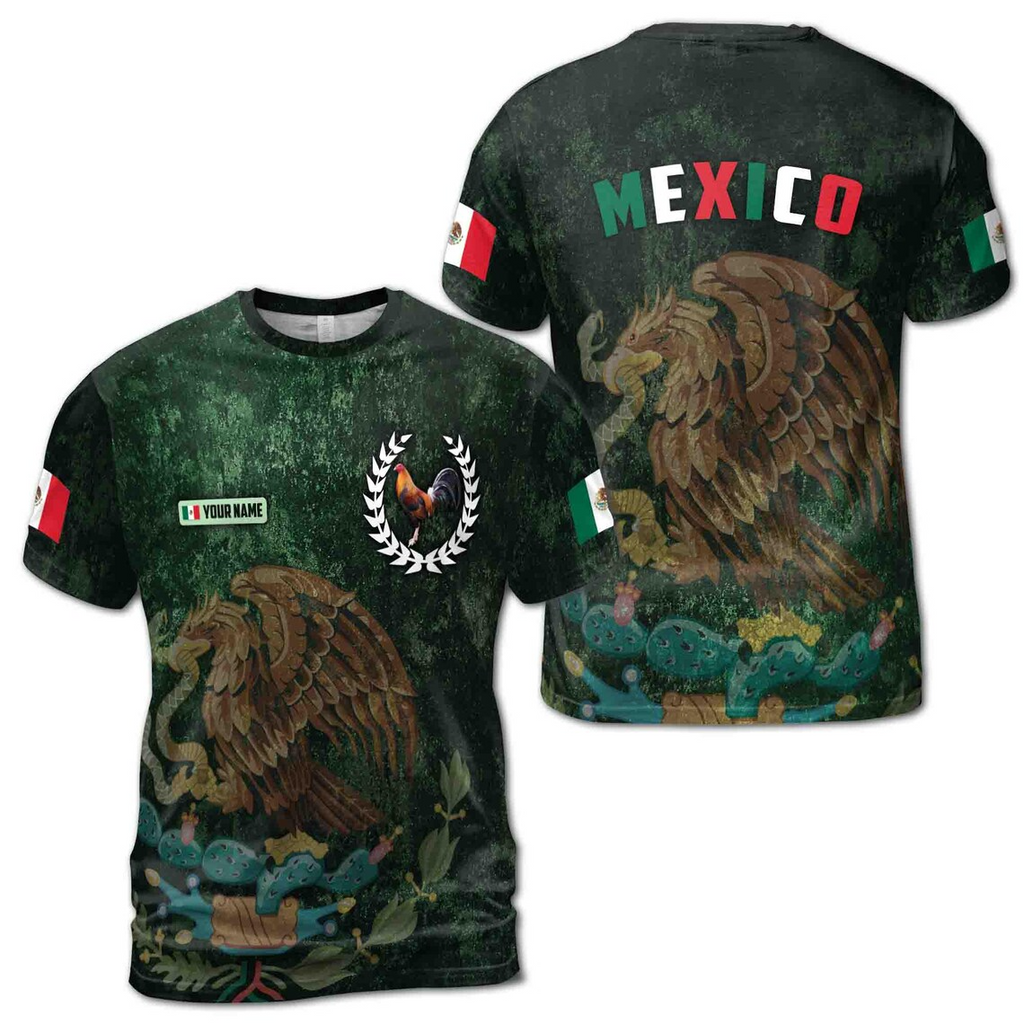Customize Patriotic Mexico Coat Of Arms Men's 3D T-shirt S-5XL