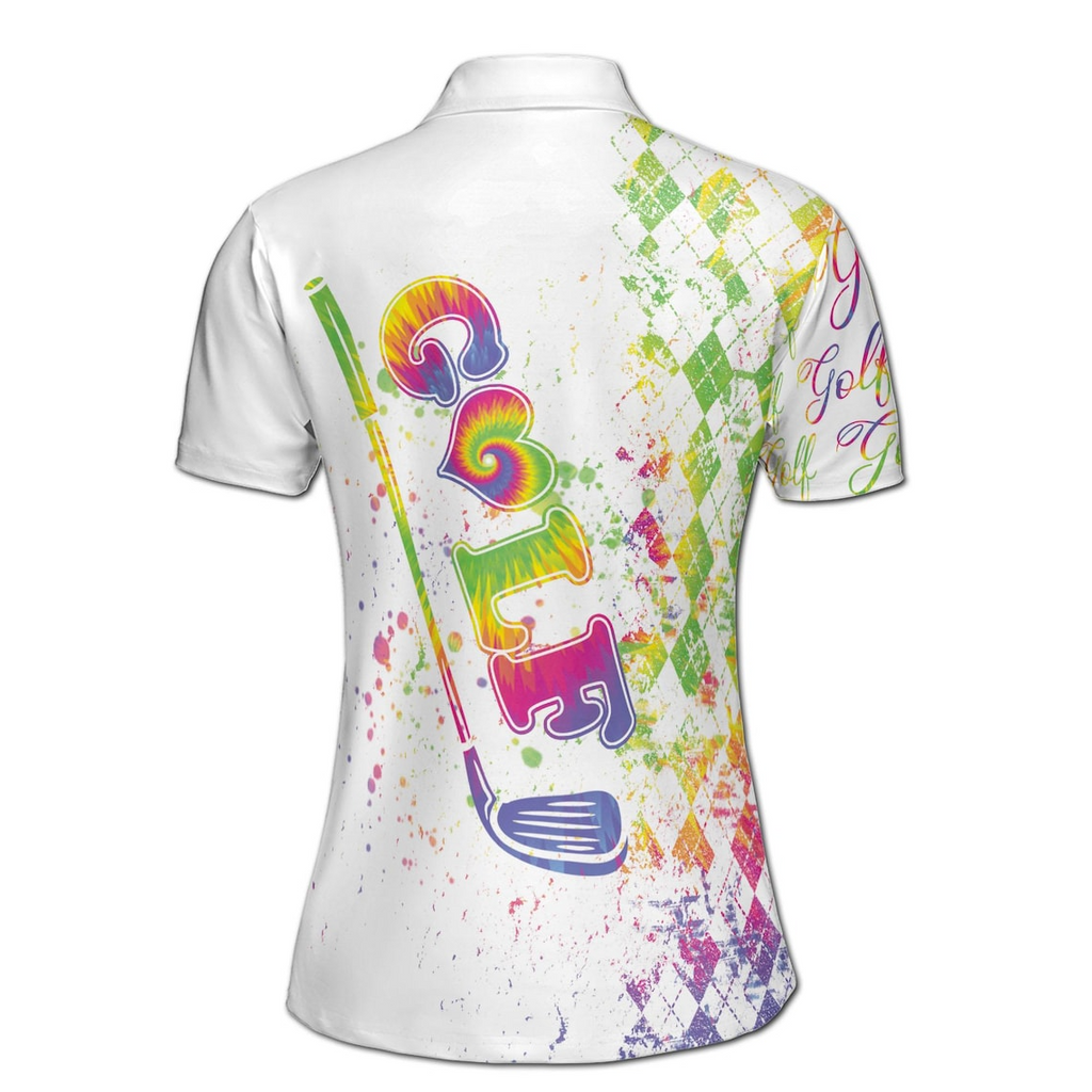 Custom Rainbow Color Golf Lover Women's Polo Shirt (S-5XL)