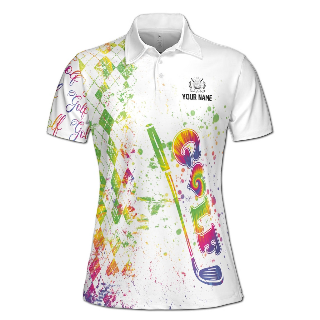 Custom Rainbow Color Golf Lover Women's Polo Shirt (S-5XL)
