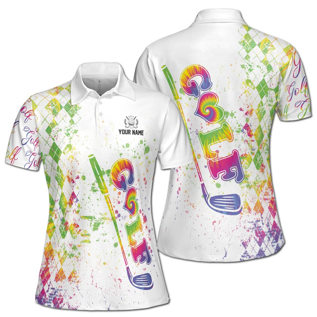 Custom Rainbow Color Golf Lover Women's Polo Shirt (S-5XL)
