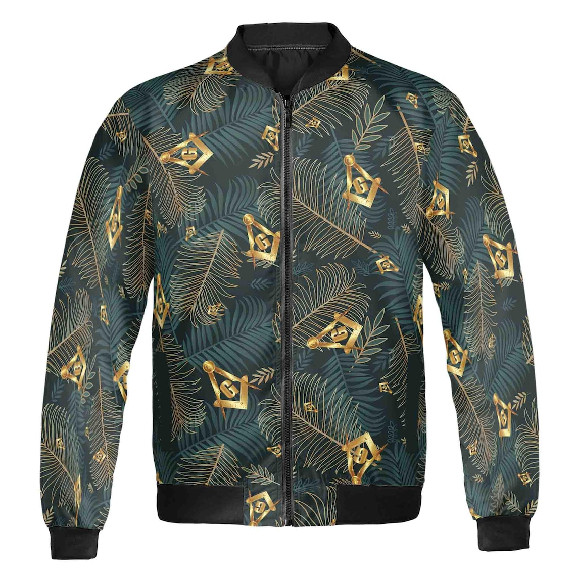 Customize Masonic Master Mason Tropical Palm Leafs Bomber Jacket (S-5XL)