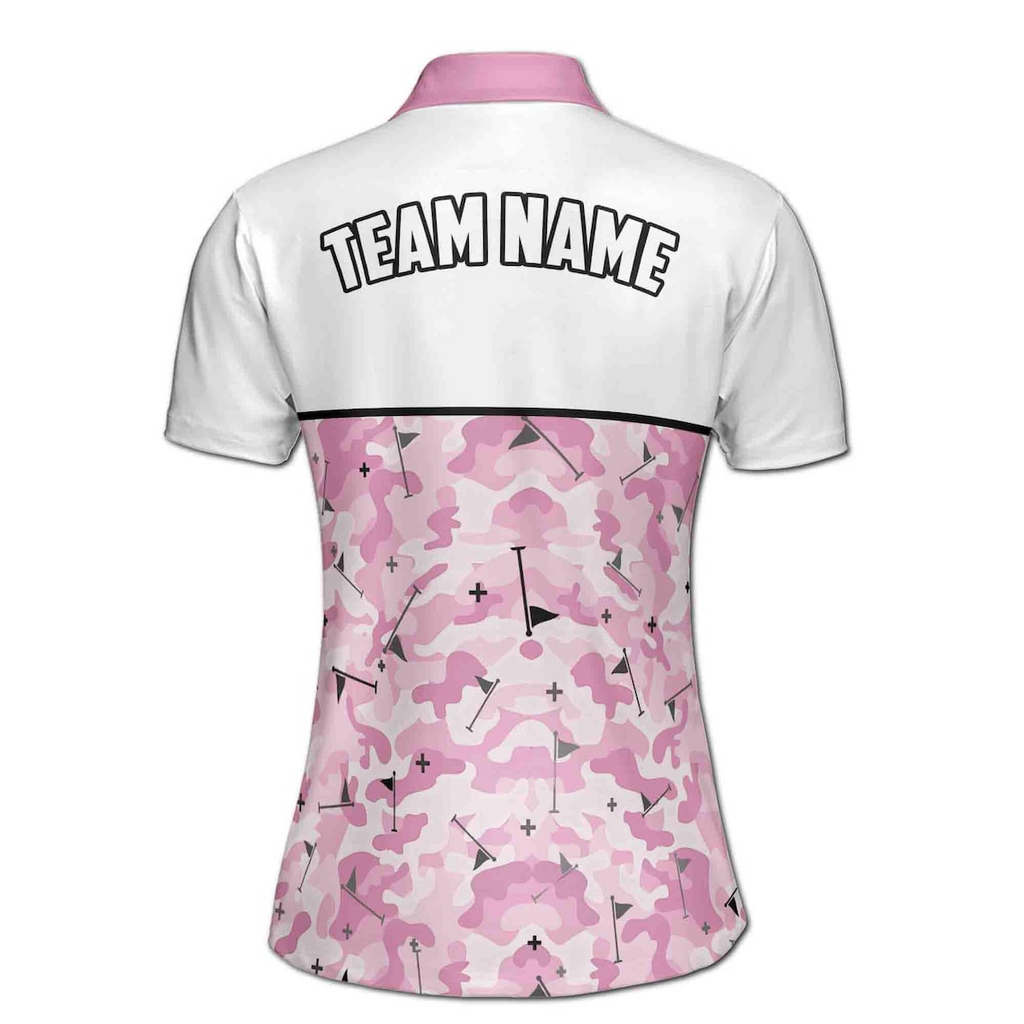 Personalized Pink Camo Golfer Camouflage Women's Polo Shirt (S-5XL)