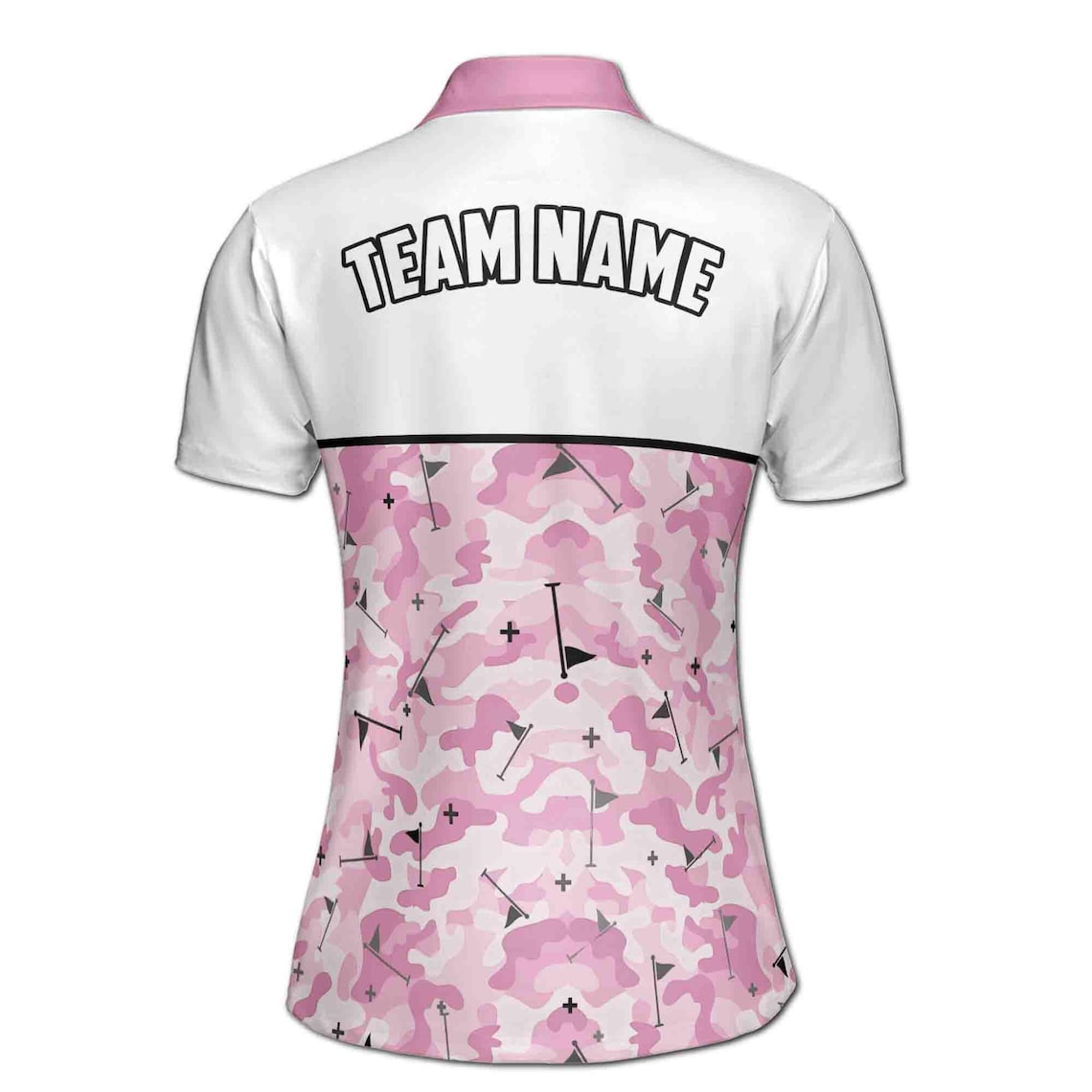 Personalized Pink Camo Golfer Camouflage Women's Polo Shirt (S-5XL)