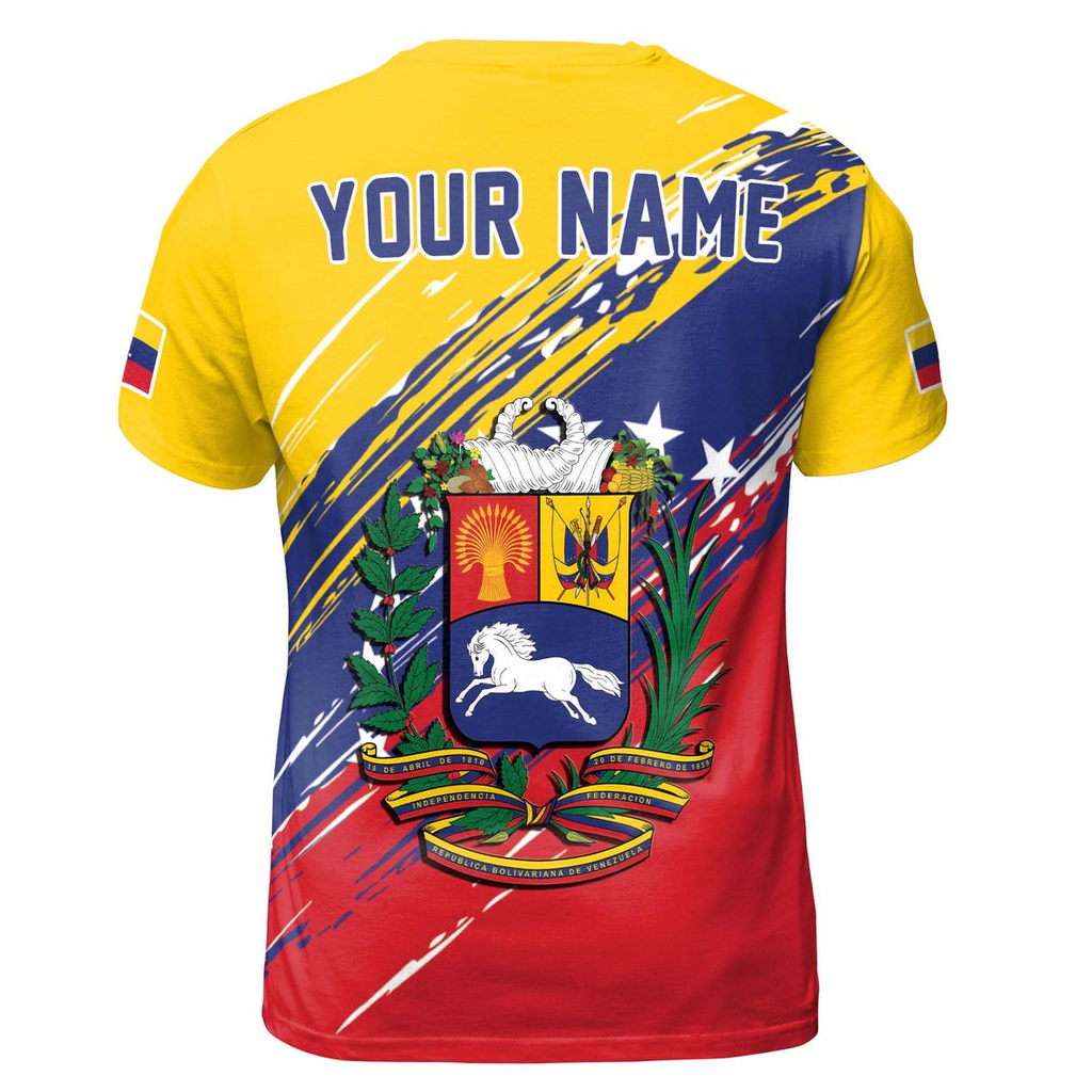 Custom Name Patriotic Venezuela Coat of Arms Men's 3D T-shirt (S-5XL)