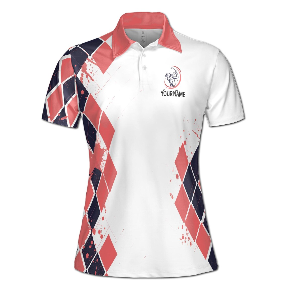 Custom Name Pink Spatter Just A Girl Who Loves Golf Women's Polo Shirt (S-5XL)