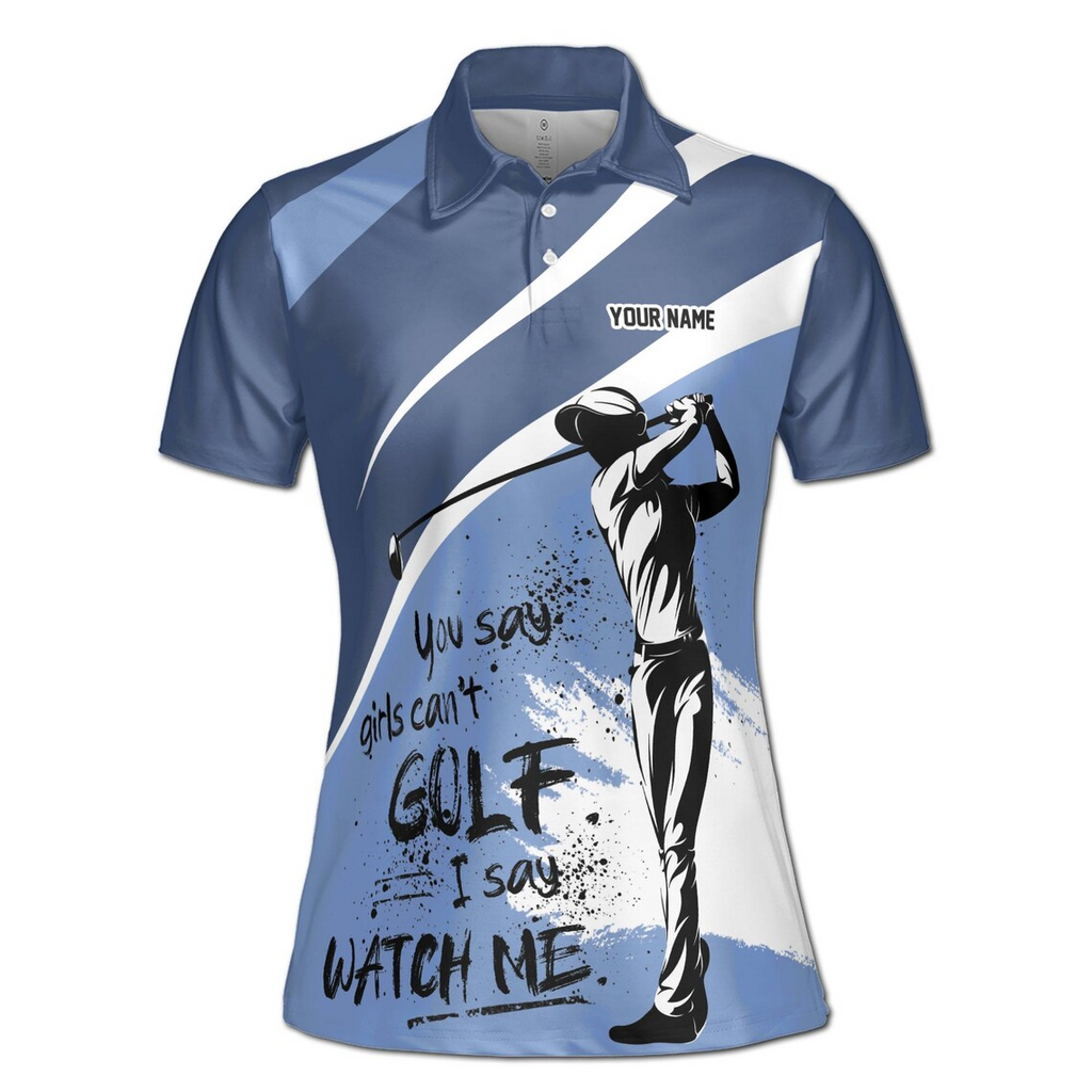 Custom Name Pink Spatter Just A Girl Who Loves Golf Women's Polo Shirt (S-5XL)