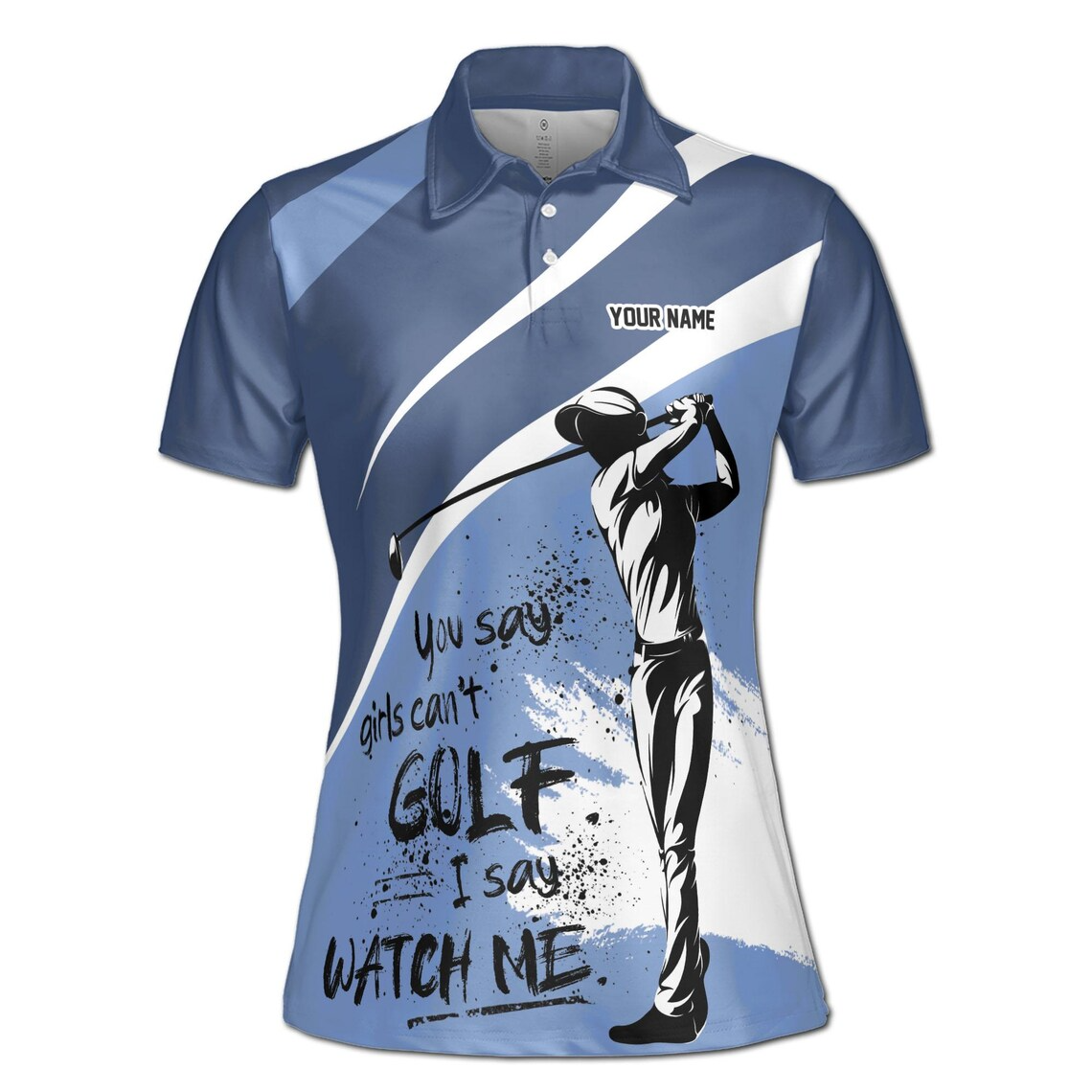 Custom Name Pink Spatter Just A Girl Who Loves Golf Women's Polo Shirt (S-5XL)