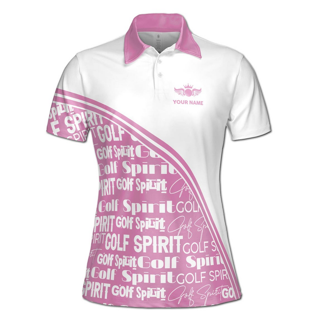 Custom Name Pink Pattern Golf Spirit Women's Polo Shirt (S-5XL)