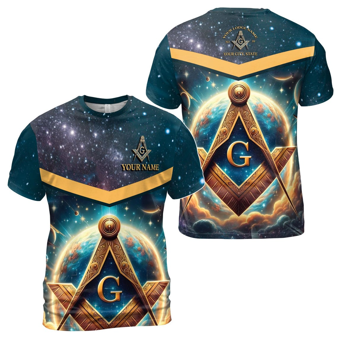 Personalized Freemasonry Mason Galaxy Men's 3D T-shirt S-5XL
