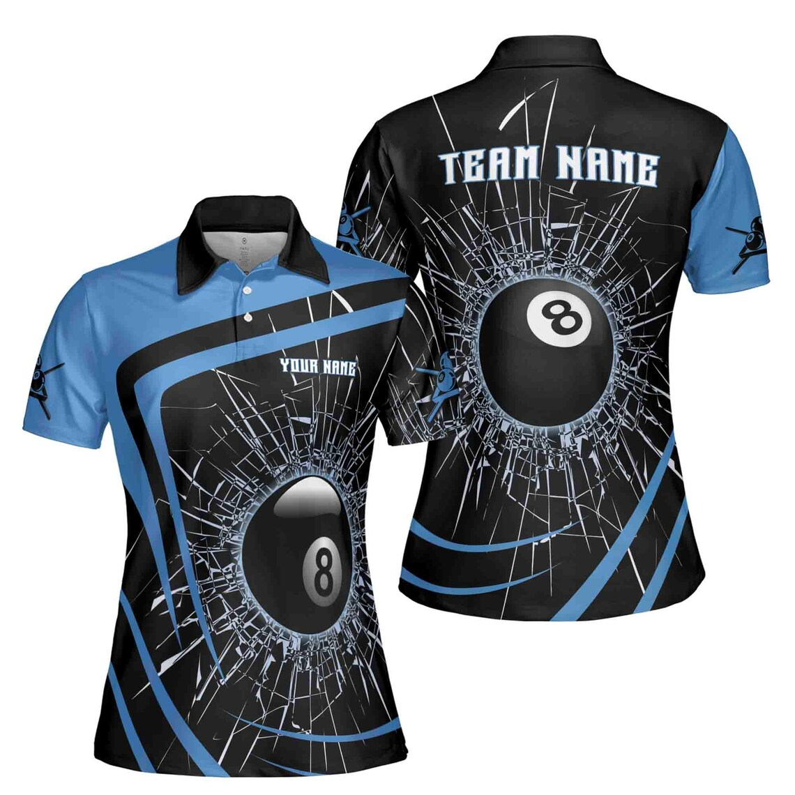 Personalized Broke Glass Break 8 Balls Billiard Women's Polo Shirt (S-5XL)