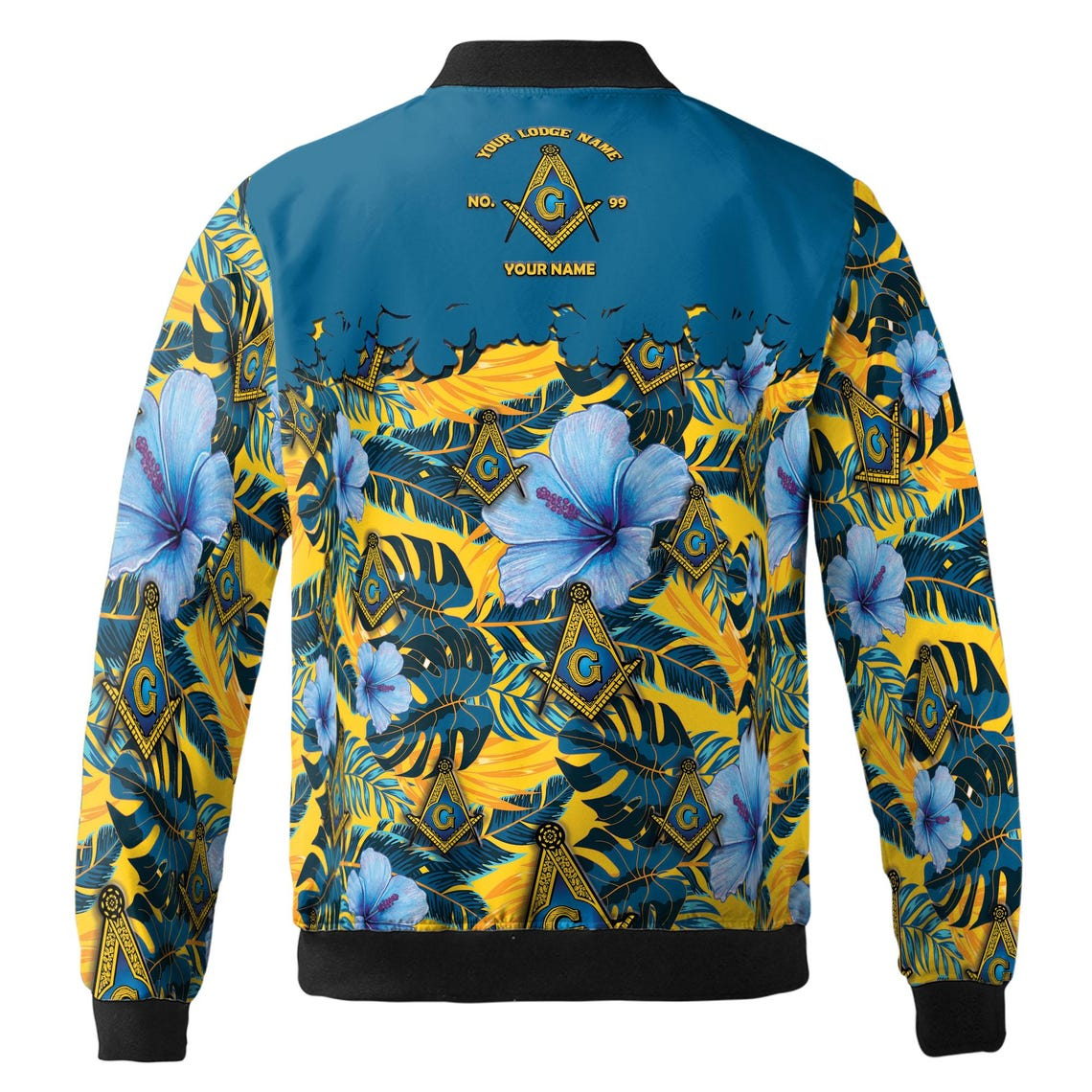 Personalized Masonic Freemason Tropical Floral Bomber Jacket (S-5XL)