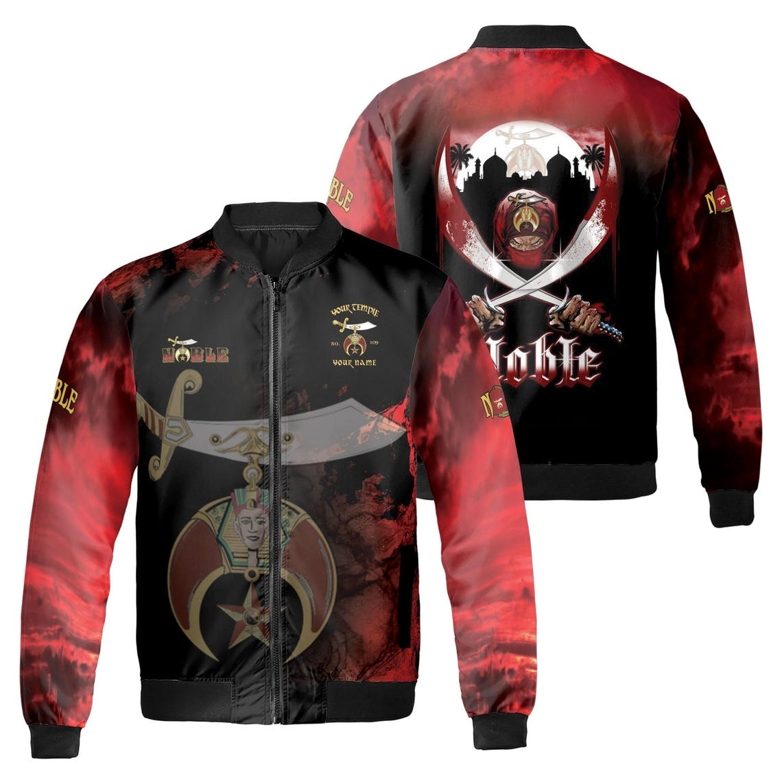 Customized Grunge Noble Shriners Dark Moon Bomber Jacket (S-5XL)