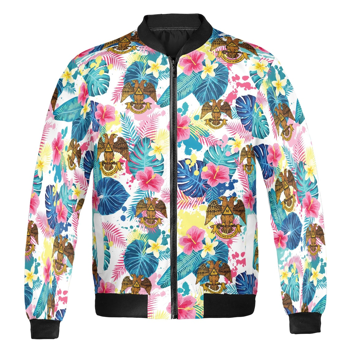Customized Rite of Scottish 32 Colorful Palm Leaf Bomber Jacket (S-5XL)