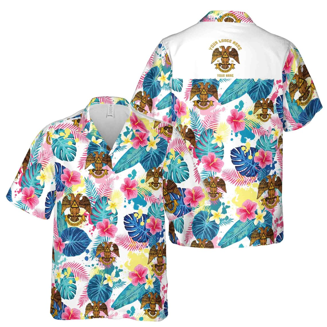 Customized Rite of Scottish 32 Colorful Palm Leaf Hawaiian Shirts (S-5XL)