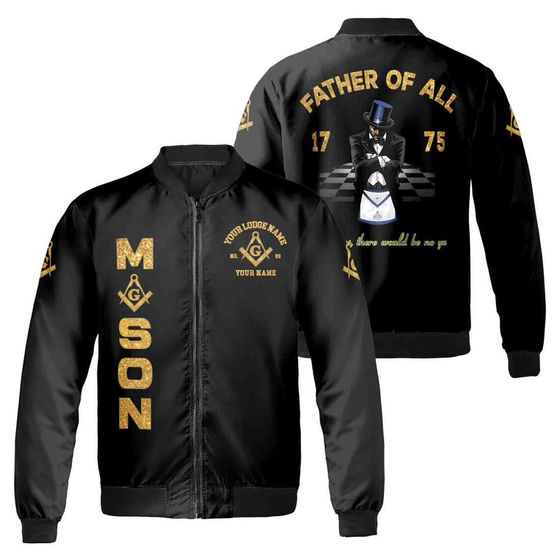 Personalized Freemason Father Of All Golden Line Bomber Jacket (S-5XL)