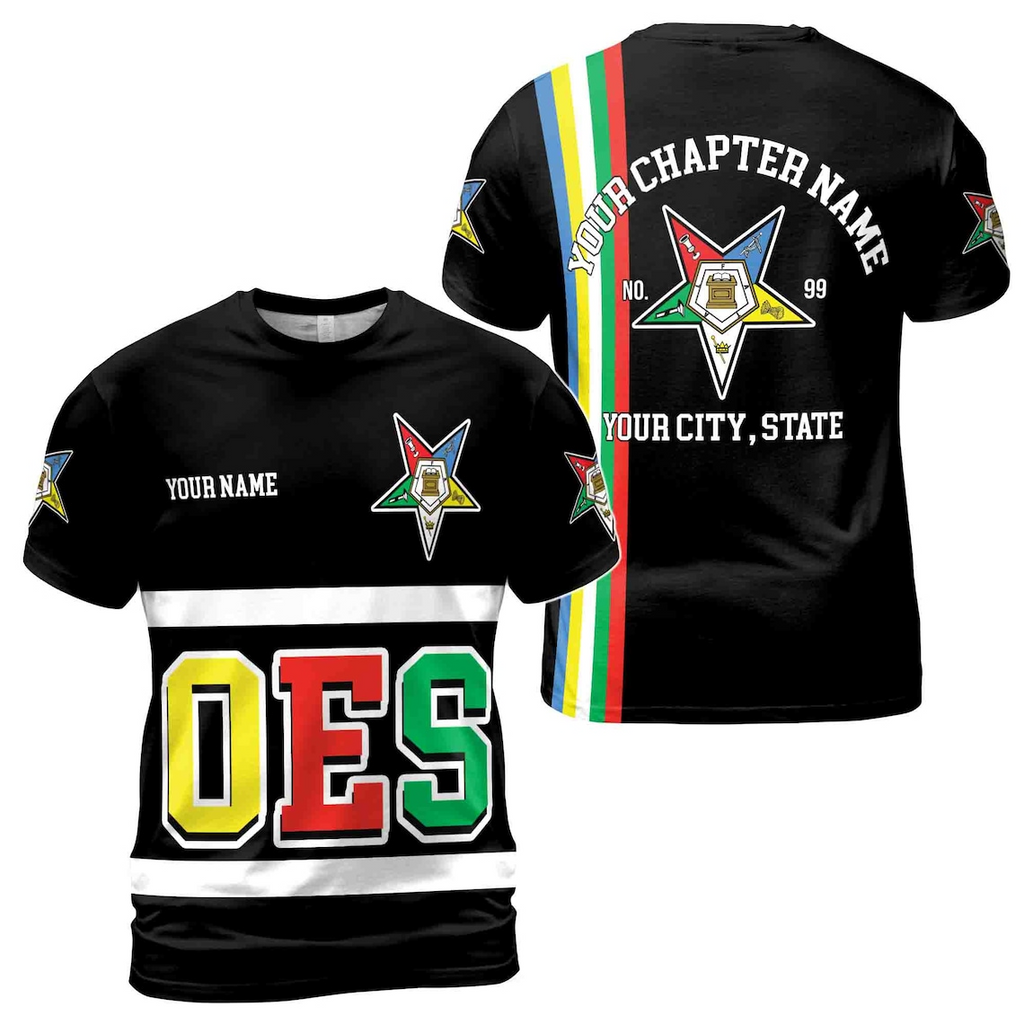 Personalized Multi-color Order of the Eastern Star OES AF&AM 3D T-shirt S-5XL