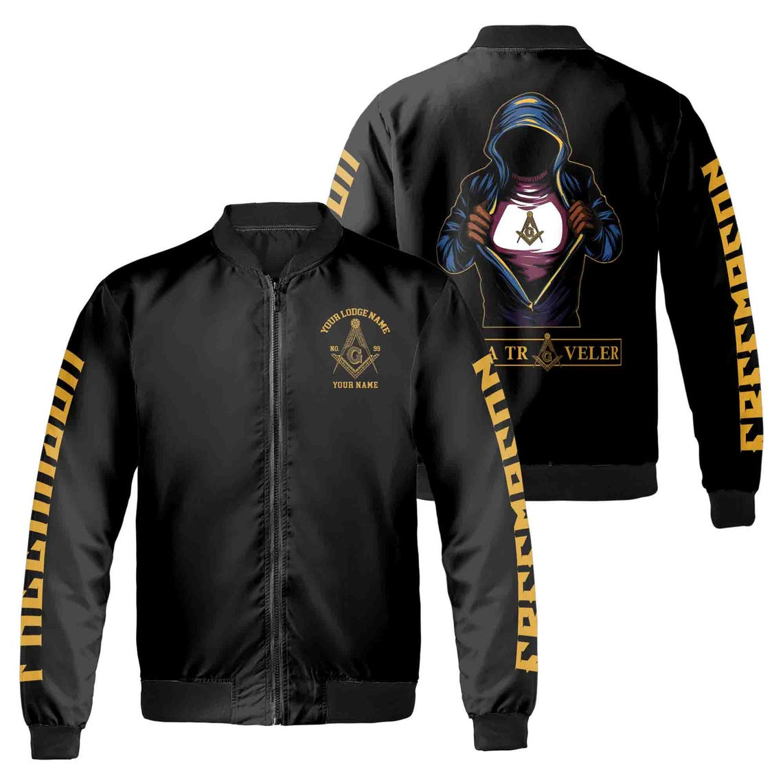 Customized I Am A Traveler Freemason Masonic Bomber Jacket (S-5XL)
