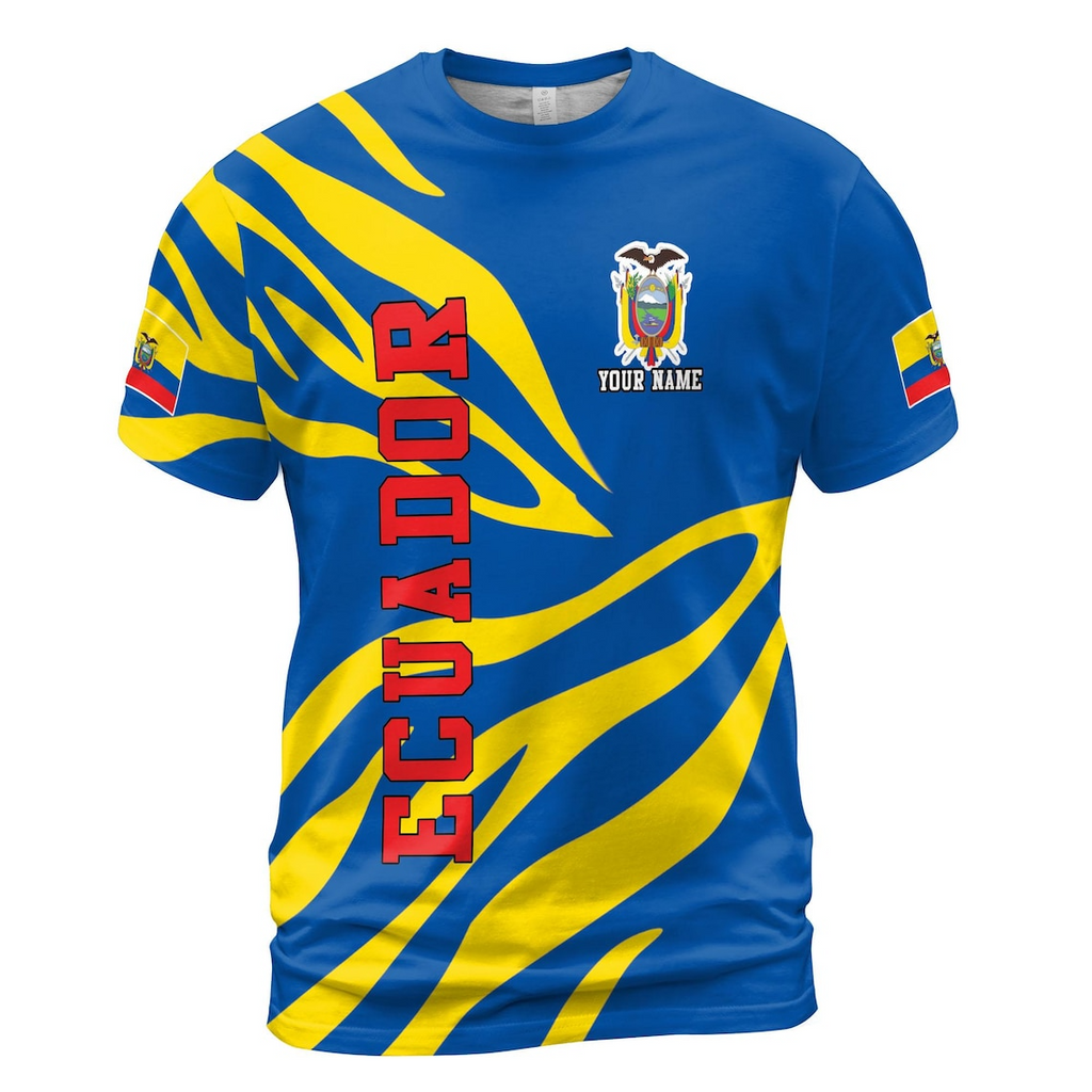 Custom Name Patriotic Ecuador Coat of Arms Men's 3D T-shirt S-5XL