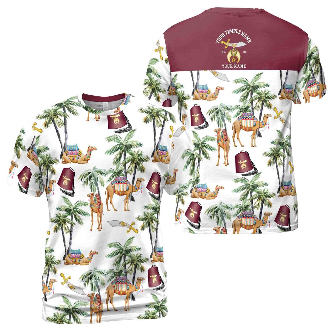 Personalized Noble Shriner Palm Tree With Camel Arabic Men's 3D T-shirt S-5XL
