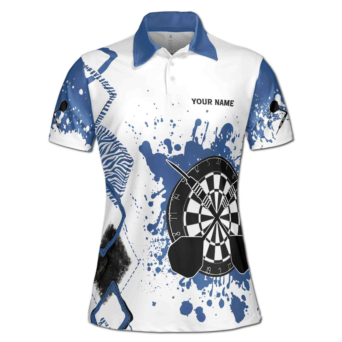 Custom Name Queen of Darts Colorful Spatter Women's Polo Shirt (S-5XL)