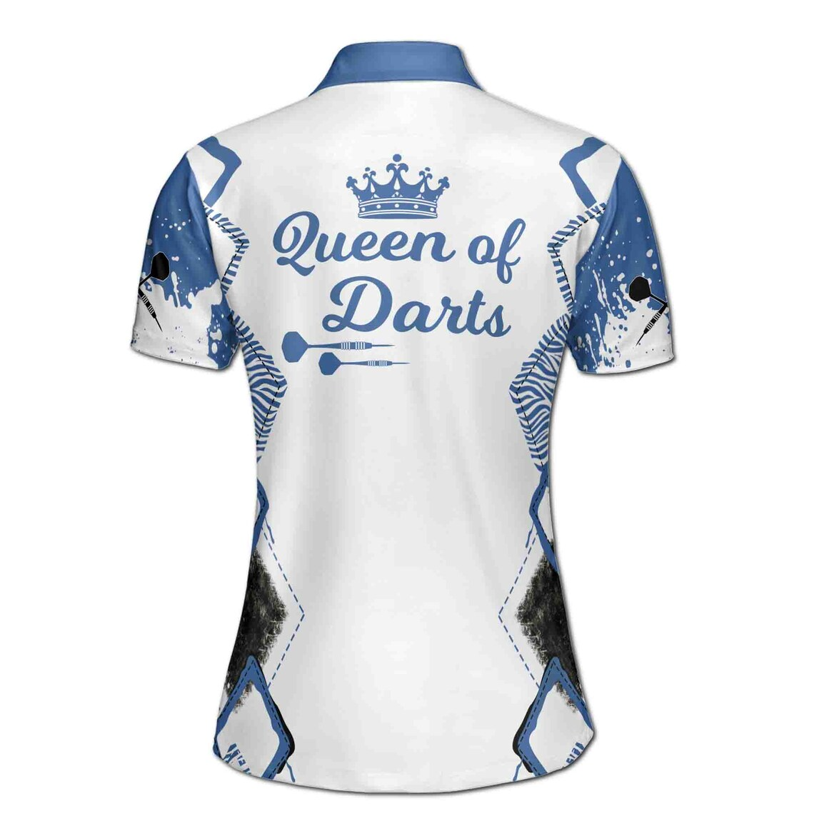 Custom Name Queen of Darts Colorful Spatter Women's Polo Shirt (S-5XL)