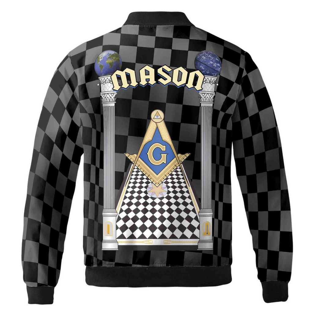 Personalized Blue Lodge Freemasonry With Caro Pattern Bomber Jacket (S-5XL)