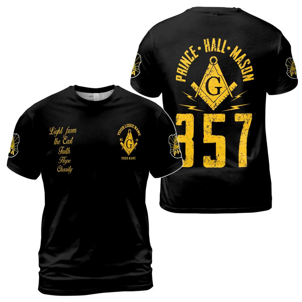 Personalized Light From East Prince Hall Mason 357 3D T-shirt (S-5XL)