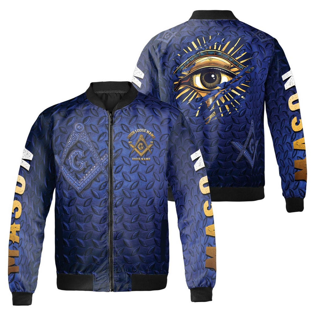 Customized Master Mason Masonic Blue Lodge Bomber Jacket (S-5XL)