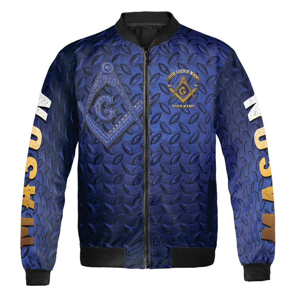 Customized Master Mason Masonic Blue Lodge Bomber Jacket (S-5XL)
