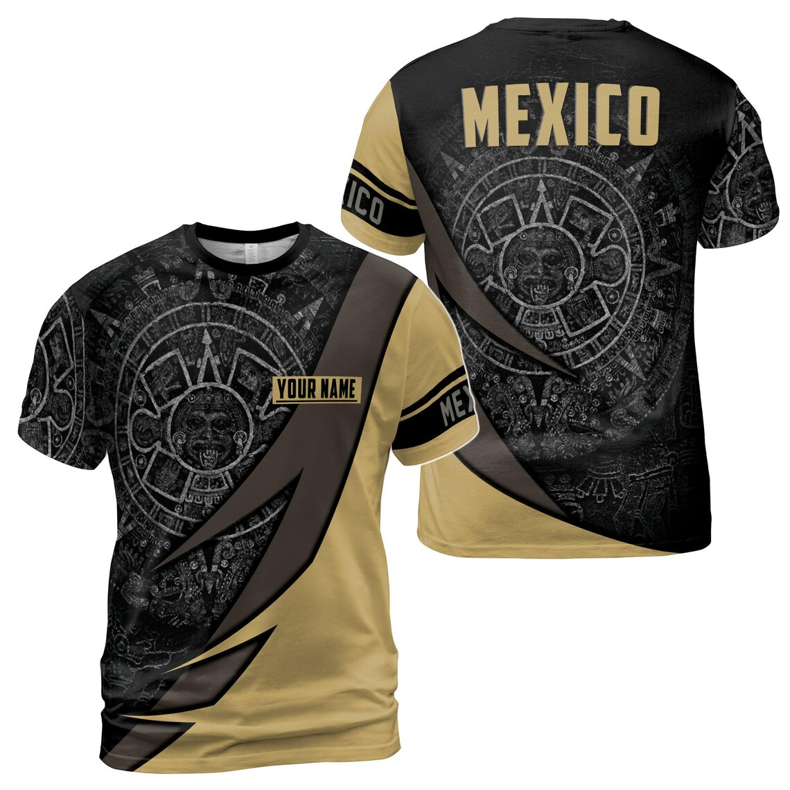 Custom Name Ancient Mexican Tribal Pattern Men's 3D T-shirt (S-5XL)