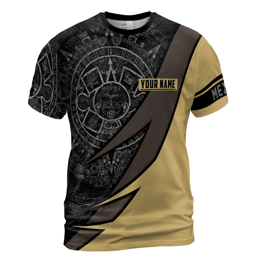 Custom Name Ancient Mexican Tribal Pattern Men's 3D T-shirt (S-5XL)