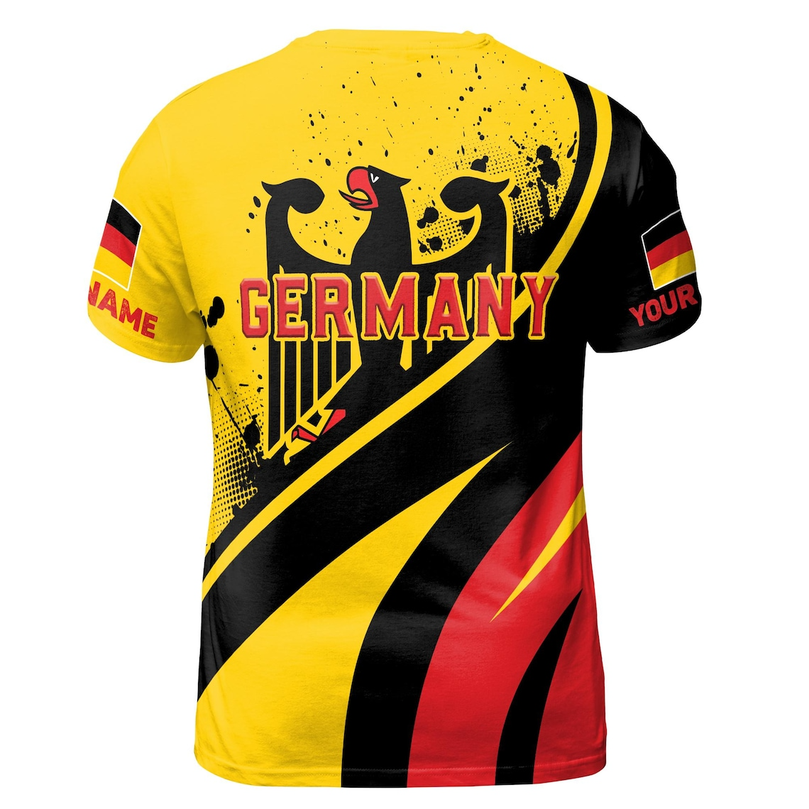 Custom Name Patriotic Germany Coat of Arms Grunge Men's 3D T-shirt S-5XL