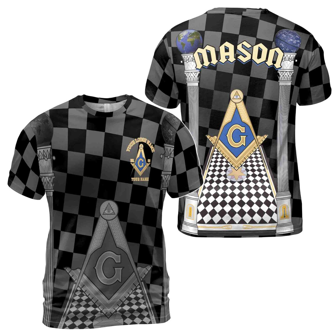 Personalized Blue Lodge Freemasonry With Caro Pattern Men's 3D T-Shirt (S-5XL)