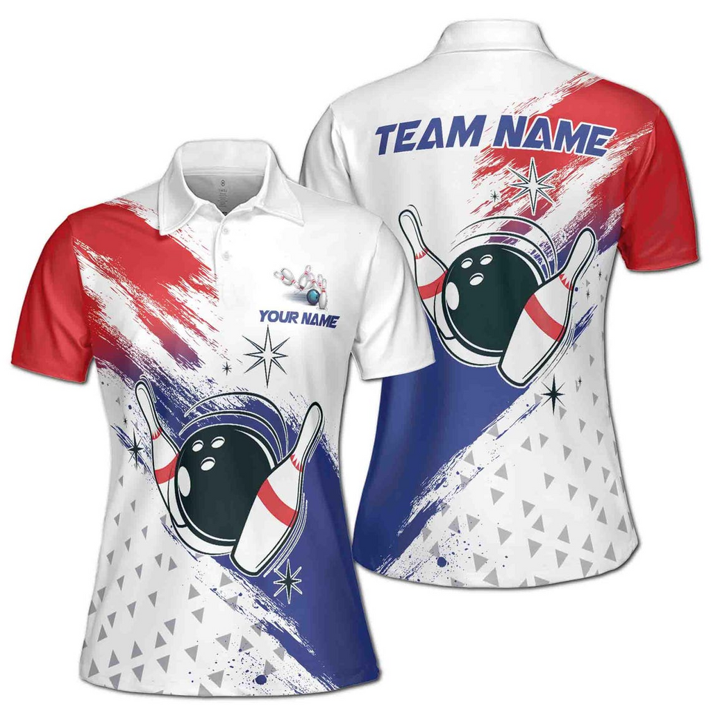 Customized Bowling Team Name Patriotic America Women's Polo Shirt (S-5XL)