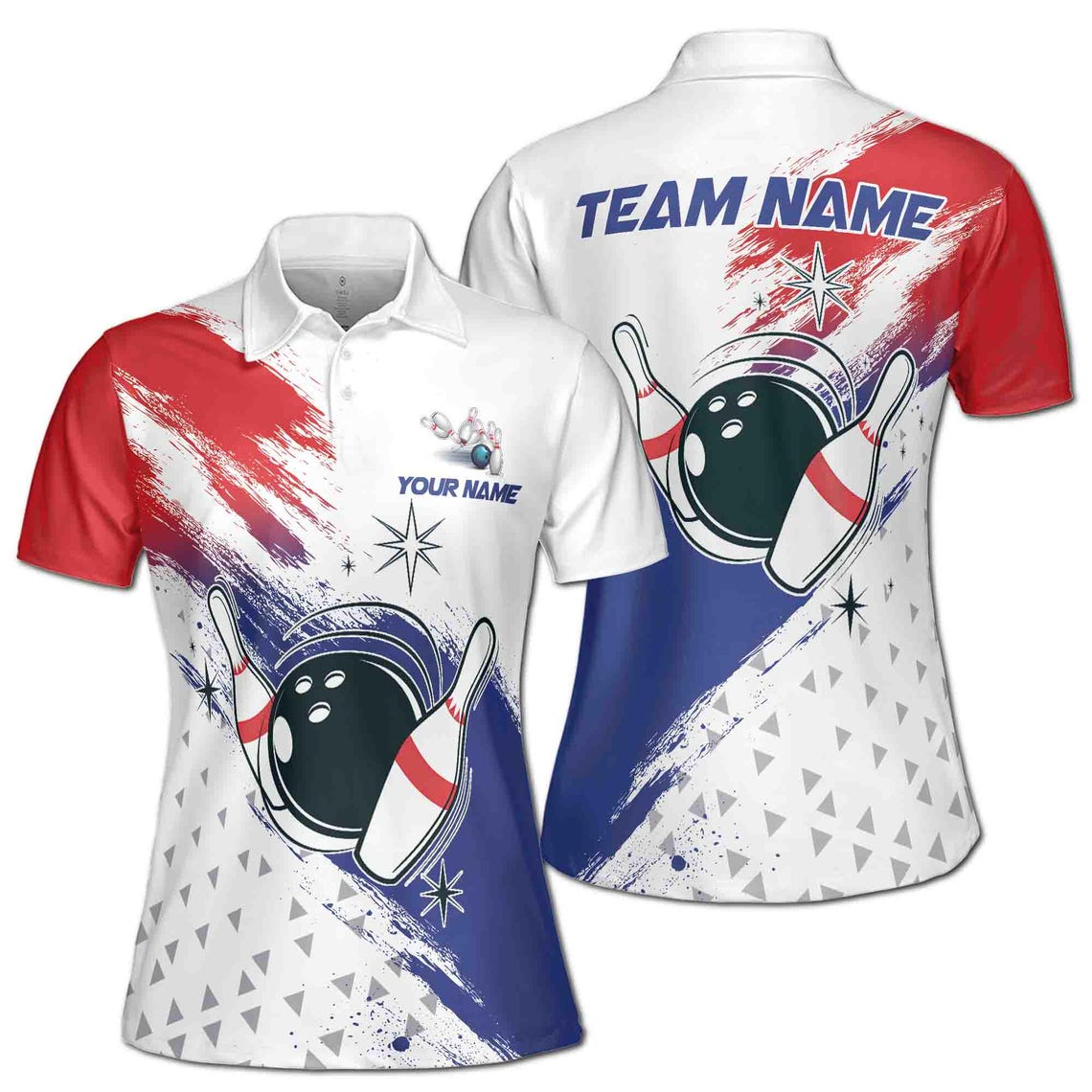 Customized Bowling Team Name Patriotic America Women's Polo Shirt (S-5XL)