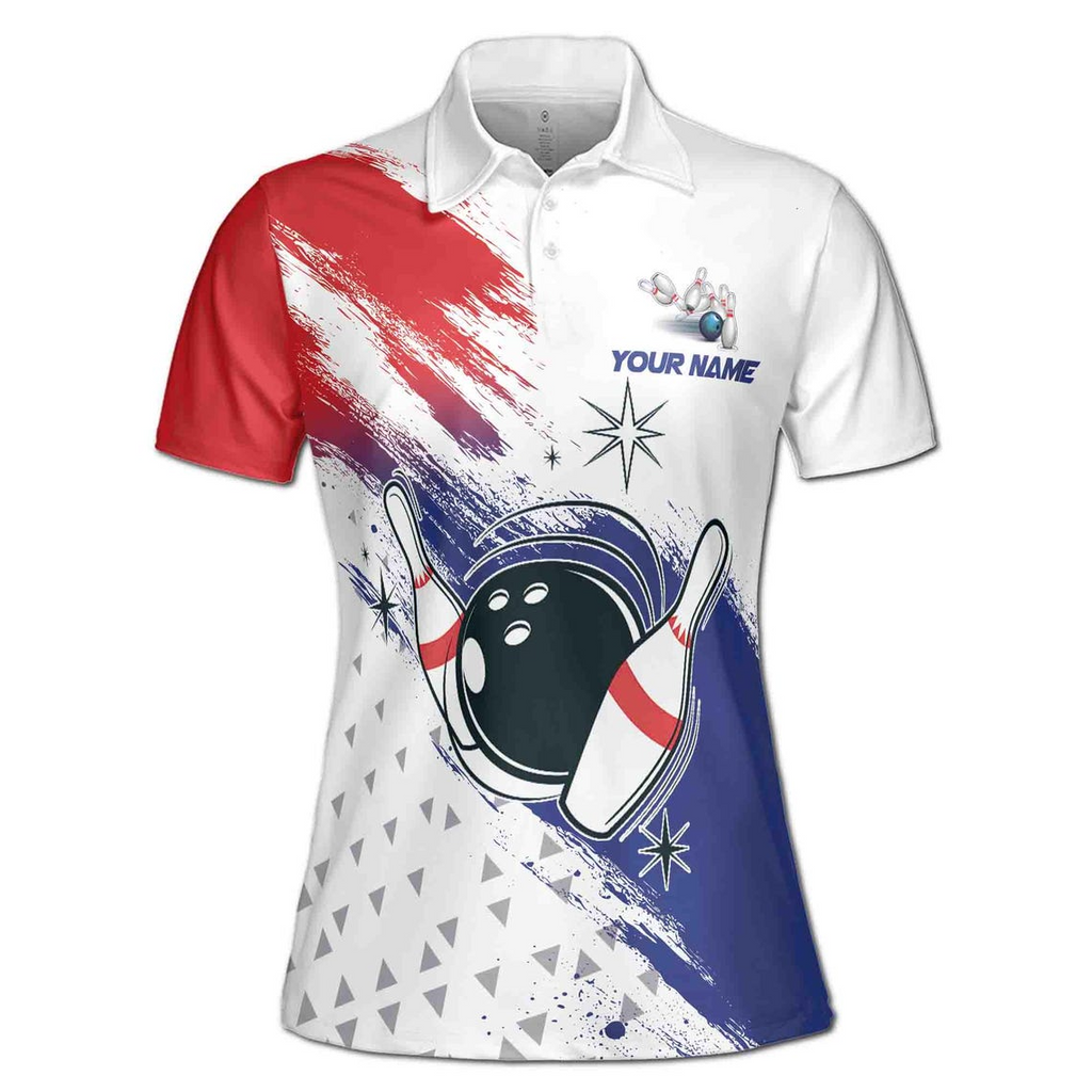 Customized Bowling Team Name Patriotic America Women's Polo Shirt (S-5XL)