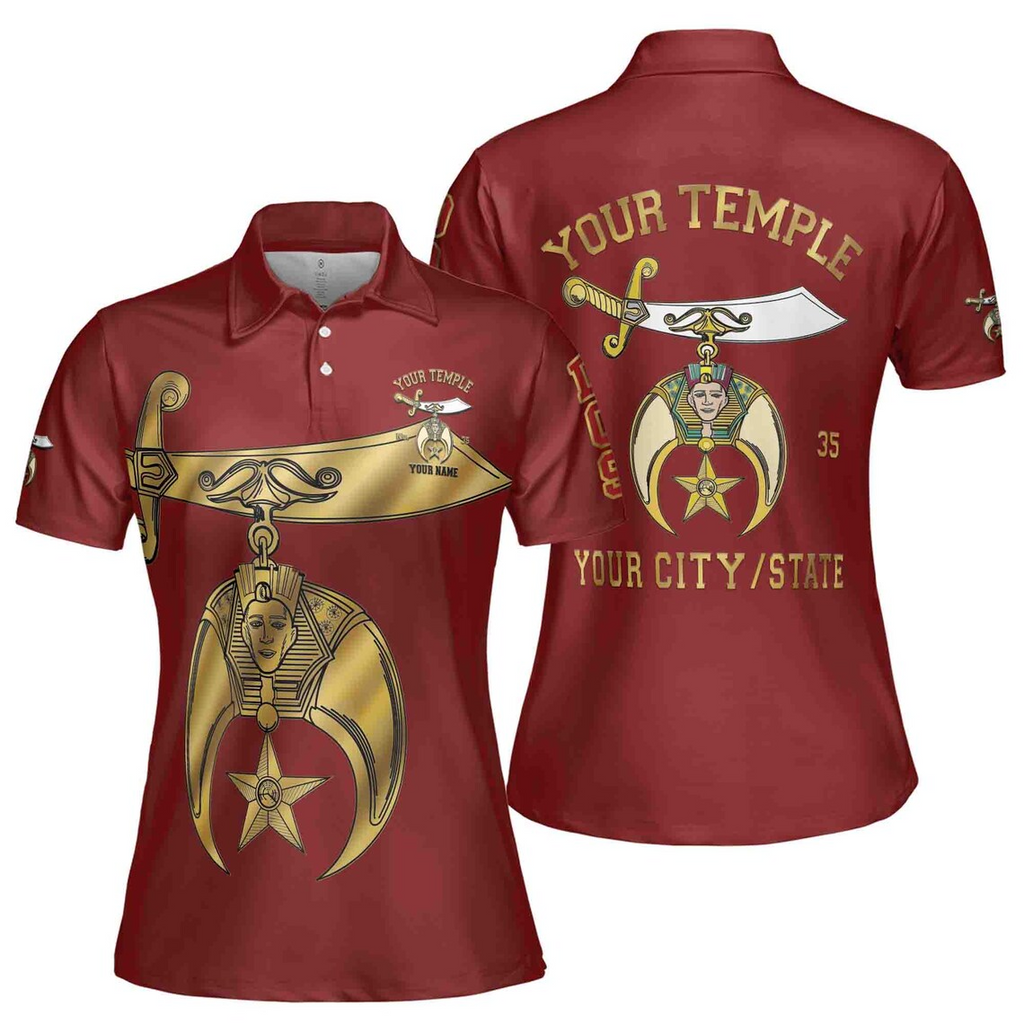 Customize Daughters of Sphinx Shriner Emblem, DOS Fraterner Freemasonary Women's Polo Shirt (S-5XL)