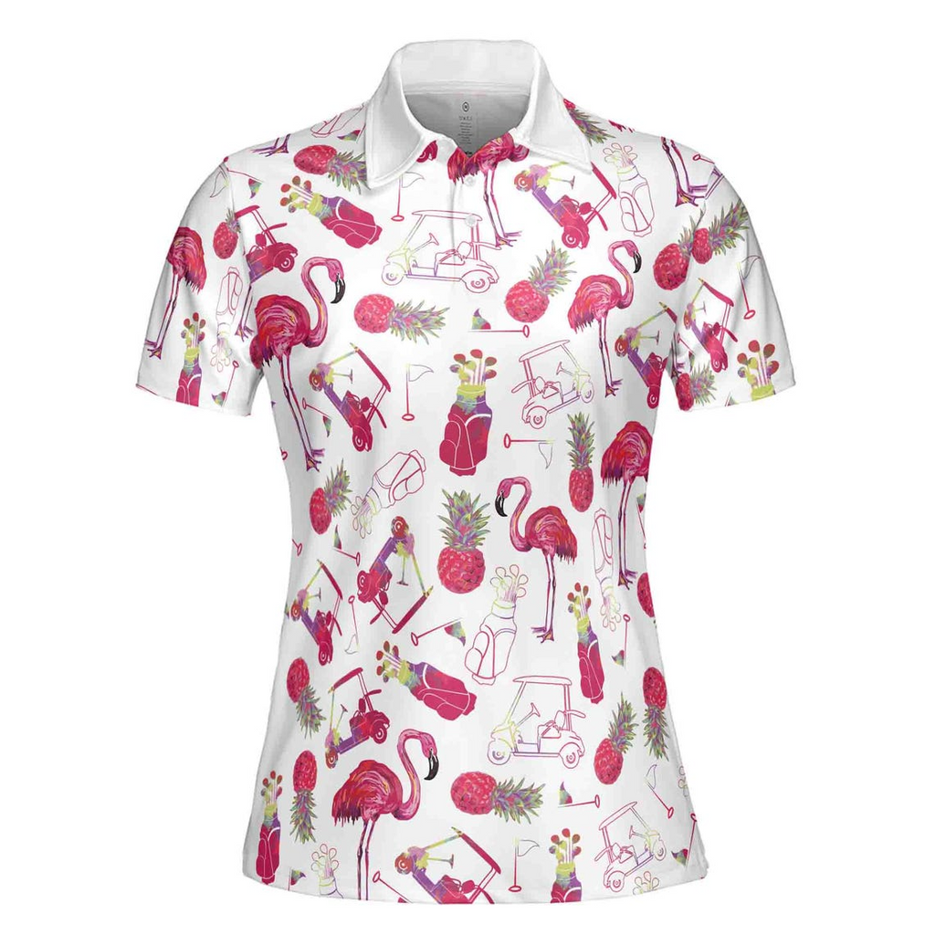 Flamingo And Golf Summer Women 3D Polo Shirt Size (S-5XL)