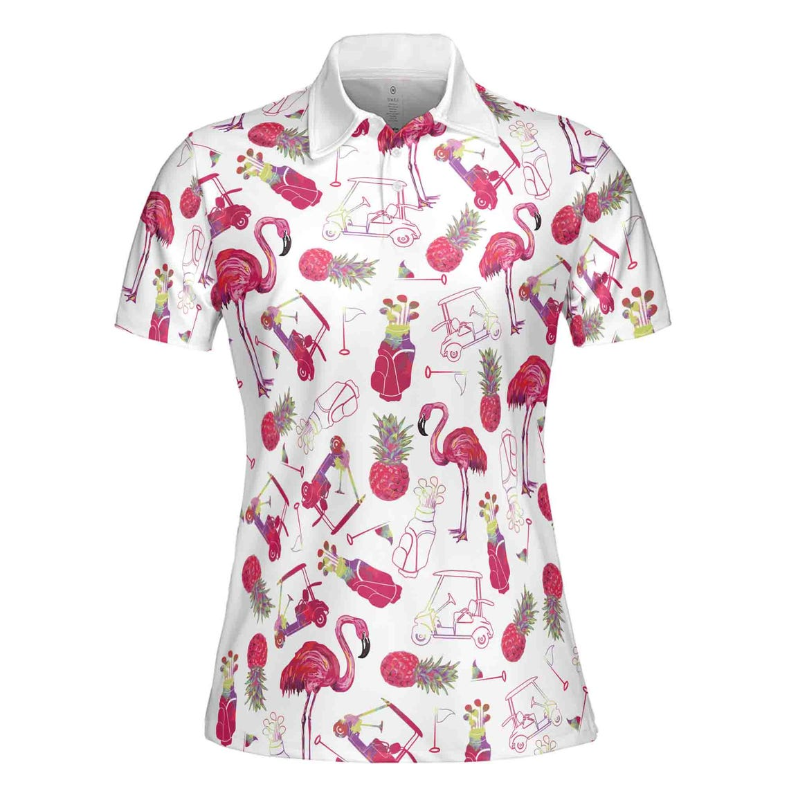 Flamingo And Golf Summer Women 3D Polo Shirt Size (S-5XL)