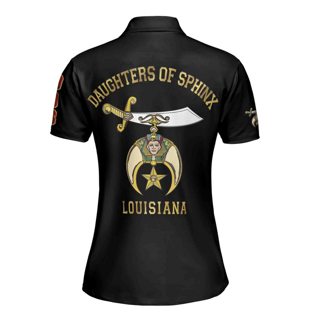 Customize Daughters of Sphinx Shriner Emblem, DOS Fraterner Degree Freemasonary Women's Polo Shirt (S-5XL)
