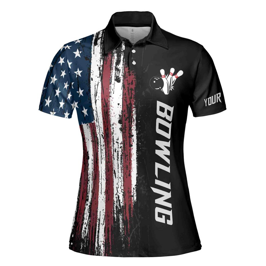 American Flag Custom Bowling Jersey For Team Patriots Women's Polo Shirt S-5XL