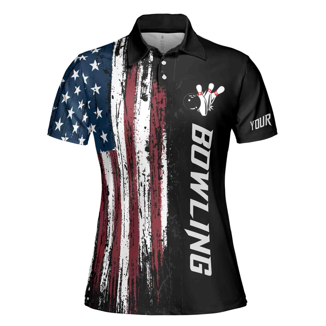 American Flag Custom Bowling Jersey For Team Patriots Women's Polo Shirt S-5XL
