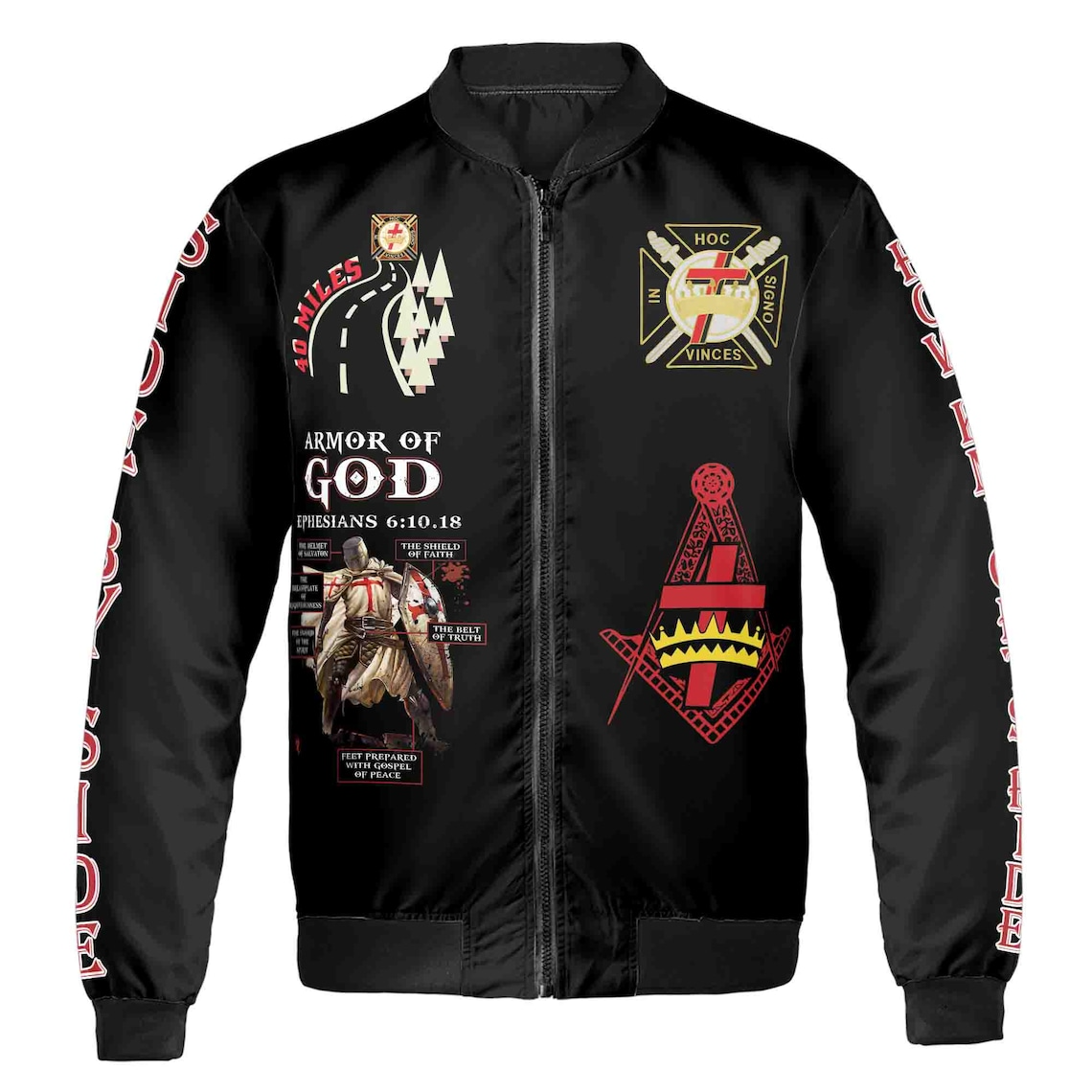 Custom Sir Knight Templar Bomber Jacket: Defenders of Masonry Armor of God