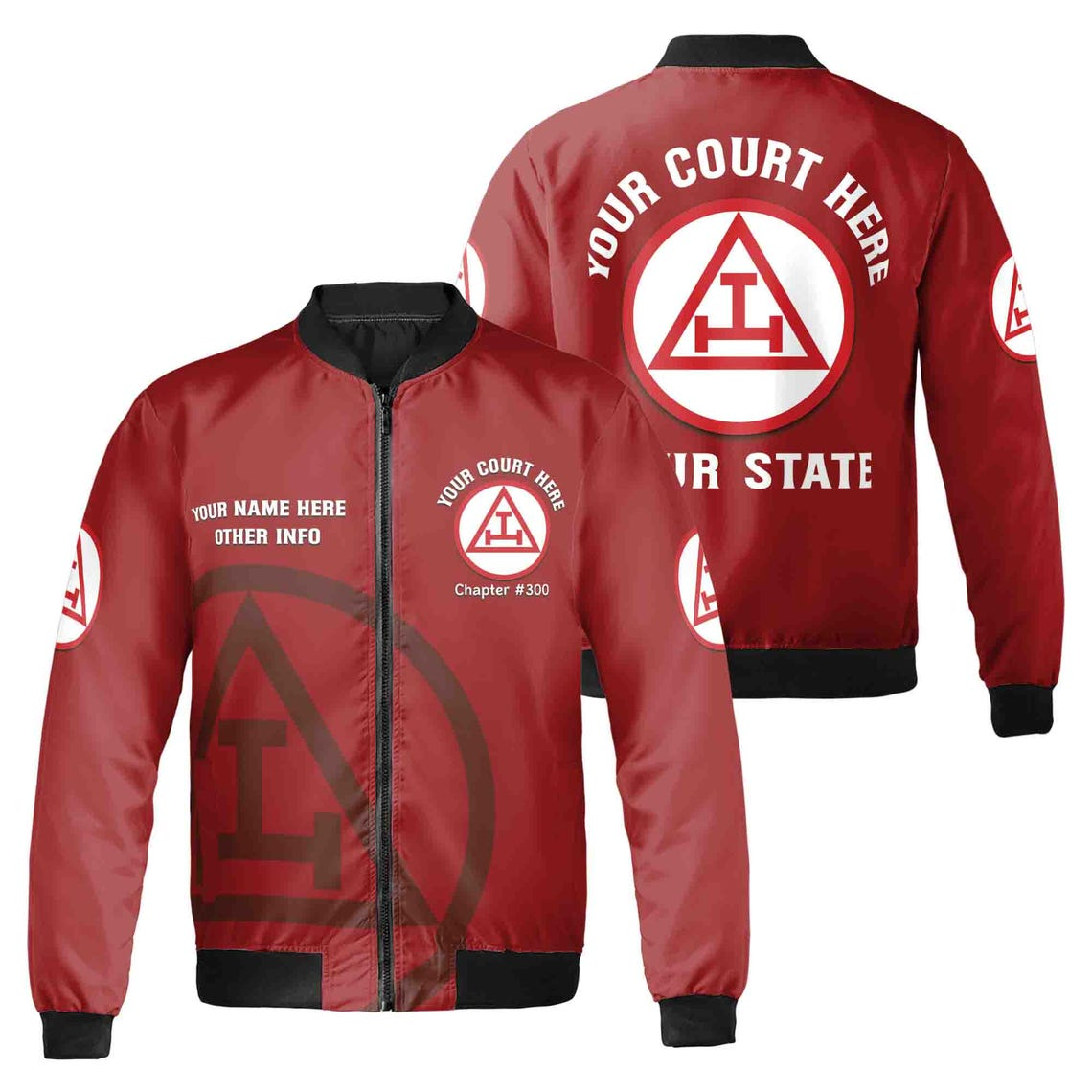 Custom Name Royal Arch Masonry York Rite Freemasonry Masonic Unisex Bomber Jacket (S-5XL)