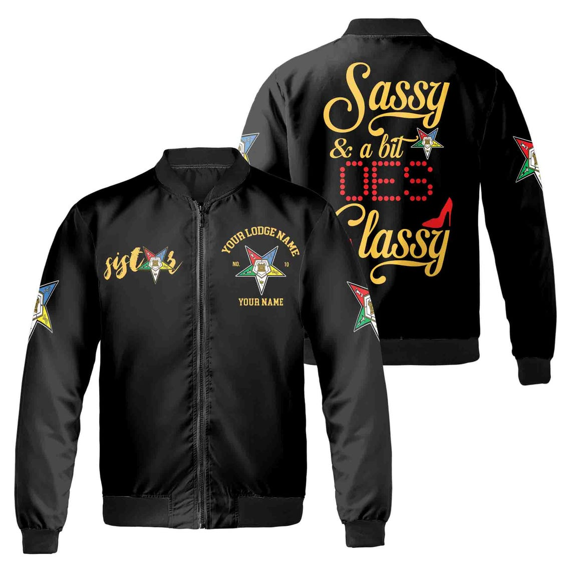 Custom Name Chapter Name OES Sassy and Classy Unisex Bomber Jacket (S-5XL)