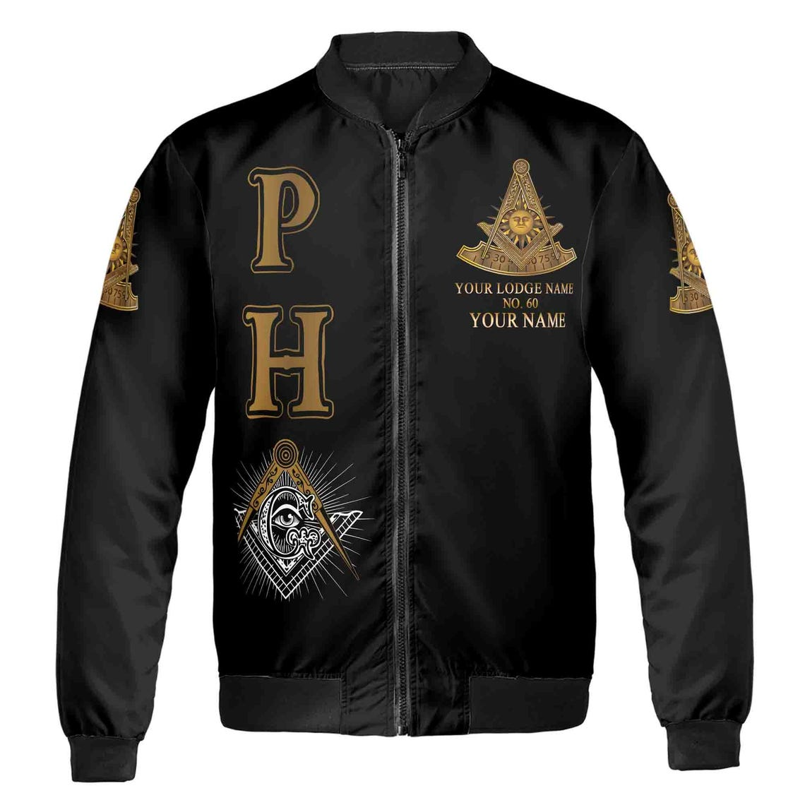 Customize Lodge Name, Name and Number Past Master PHA Bomber Jacket (S-5XL)