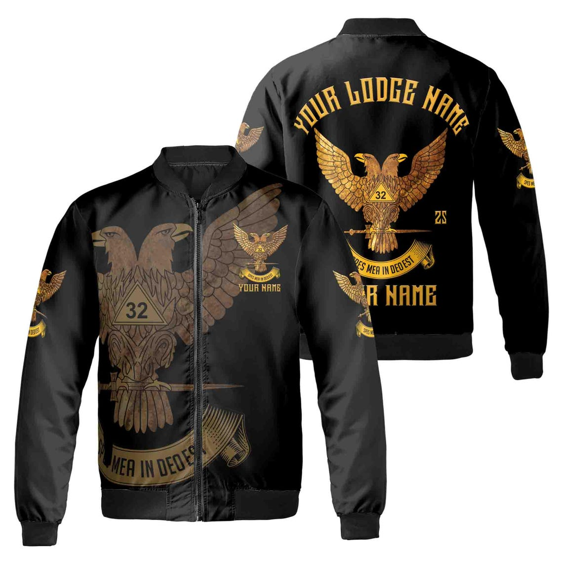 Custom Rite of Scottish 32 Degree Eagle Wings Up Masonic Unisex Bomber Jacket (S-5XL)