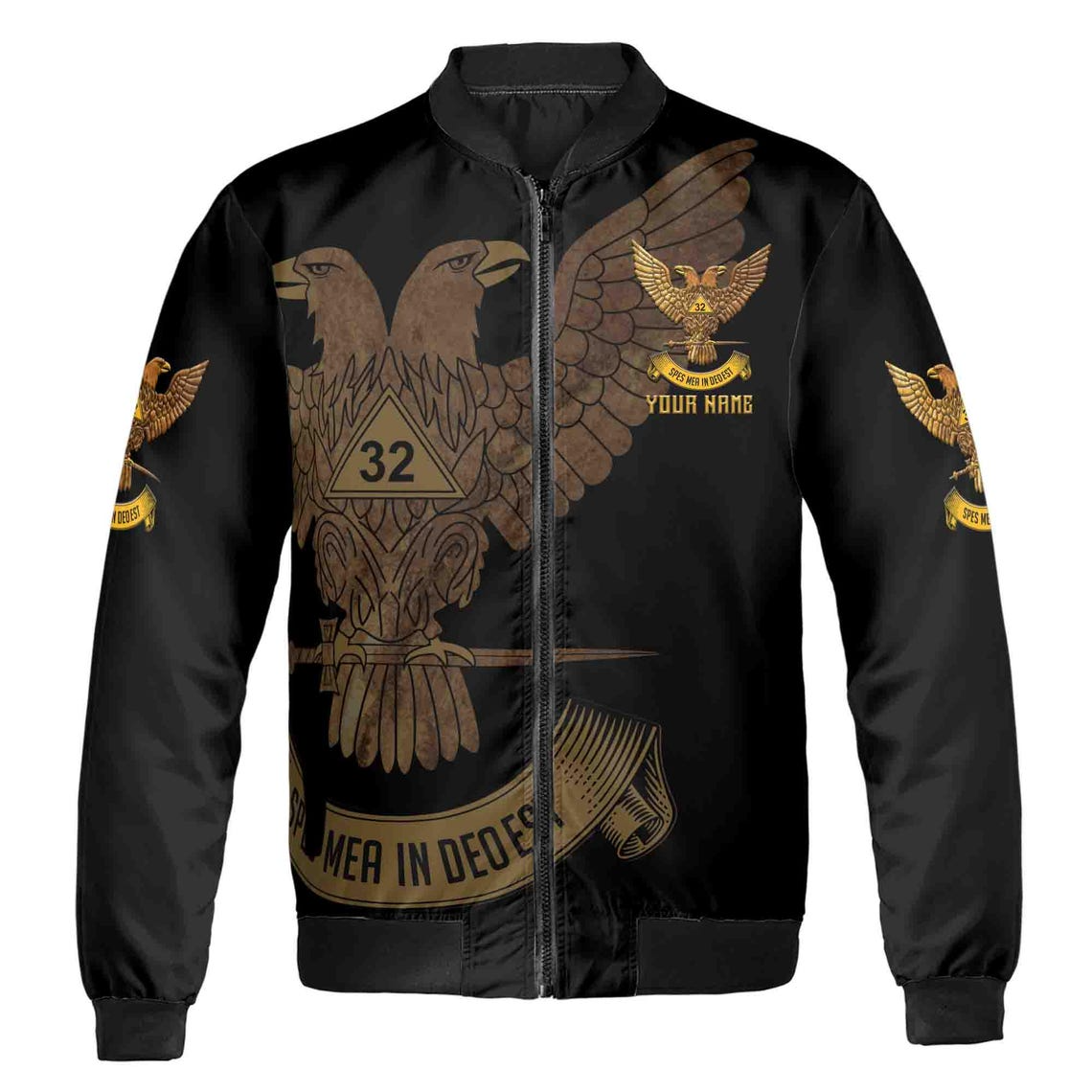 Custom Rite of Scottish 32 Degree Eagle Wings Up Masonic Unisex Bomber Jacket (S-5XL)